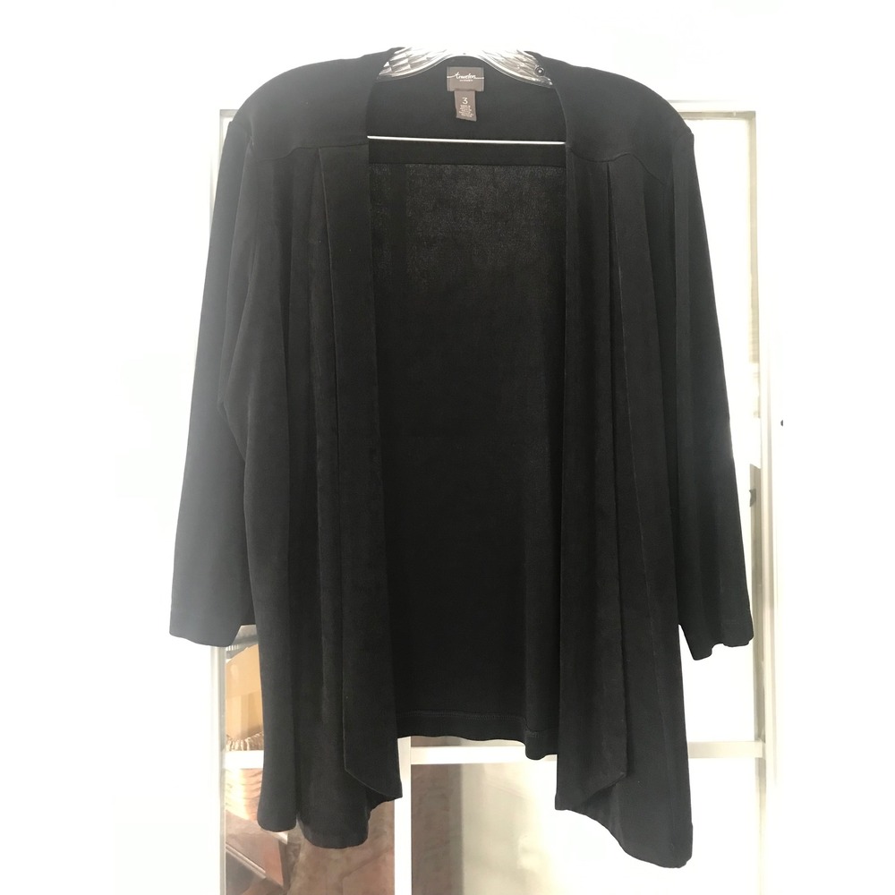 Travelers by Chico's Black Open Front Cardigan Duster Size‎ 3
